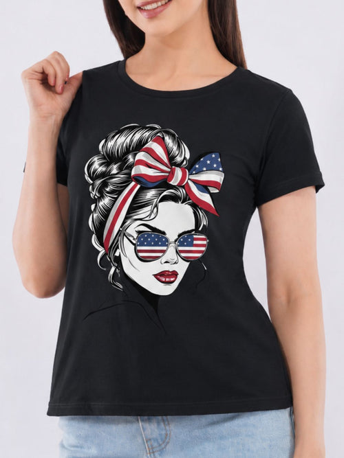 Black American Girl Graphic Printed Cotton T-Shirt for Women CherryPop