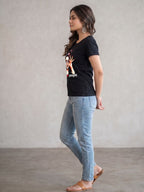 Black "I See Stupid People" Graphic Printed Cotton T-Shirt for Women CherryPop