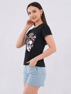 Black American Girl Graphic Printed Cotton T-Shirt for Women CherryPop