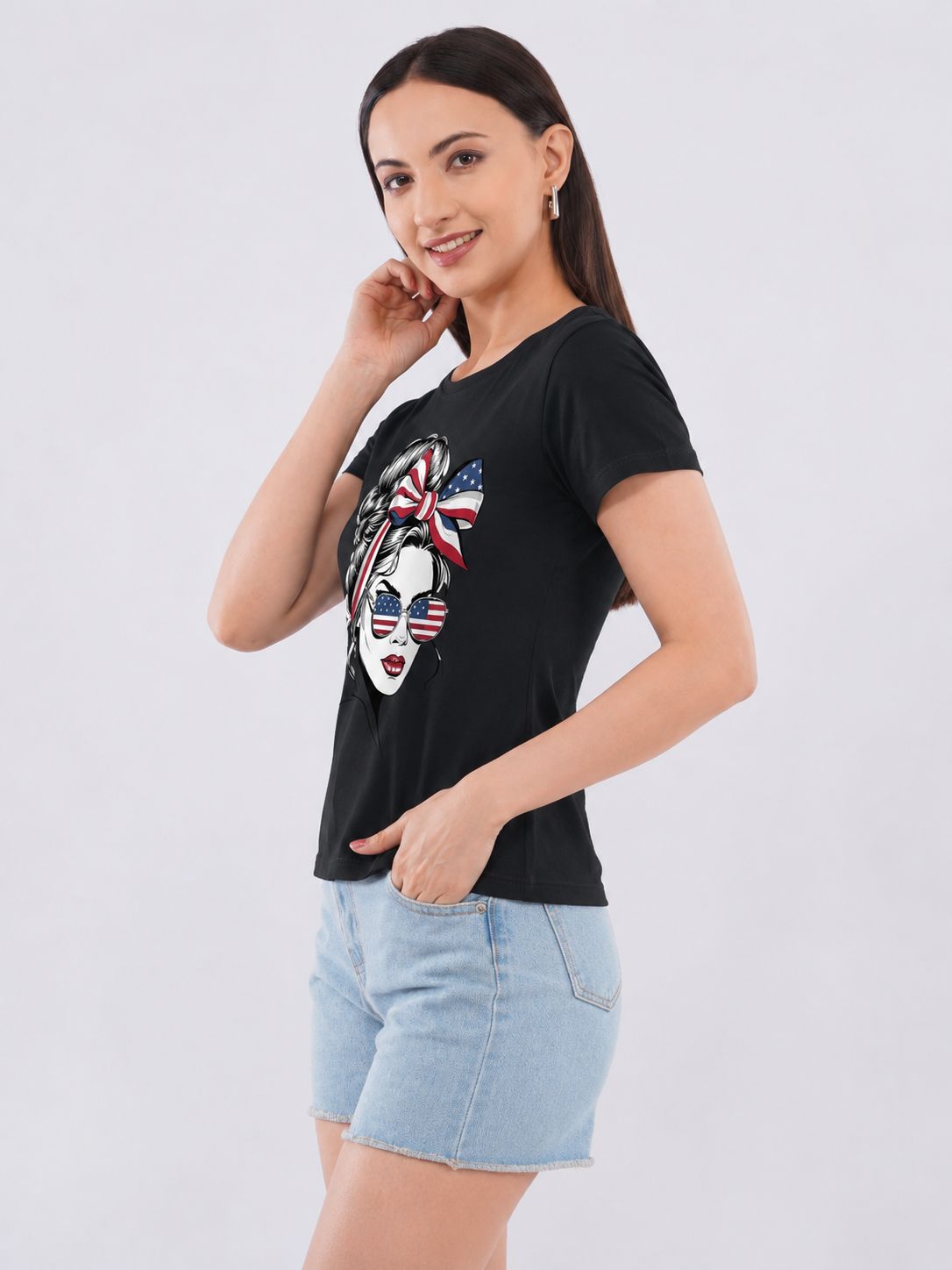 Black American Girl Graphic Printed Cotton T-Shirt for Women CherryPop