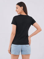 Black American Girl Graphic Printed Cotton T-Shirt for Women CherryPop