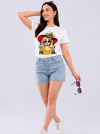 White Summer Chic Girl Graphic Printed Cotton T-Shirt for Women CherryPop