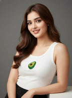 Women's Avocado Beadwork Sleeveless Rib Tank Top