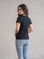 Black "I See Stupid People" Graphic Printed Cotton T-Shirt for Women CherryPop