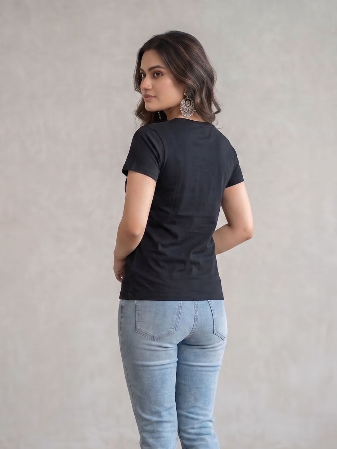 Black "I See Stupid People" Graphic Printed Cotton T-Shirt for Women CherryPop