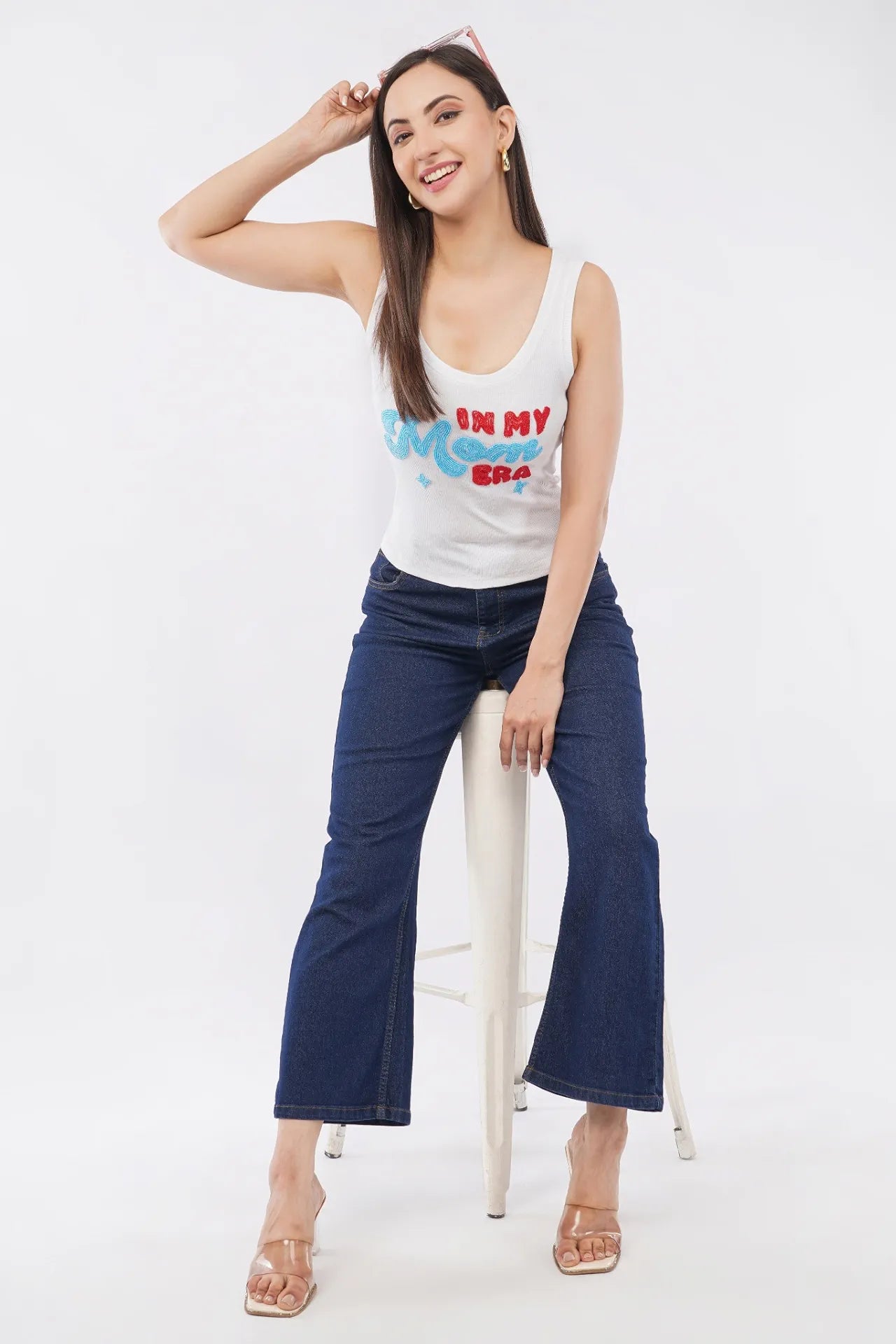 In My Mom Era Beaded Embroidery Sleeveless Tank Top
