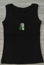 Women's Black Rib Tank with Artisan Beaded Artwork