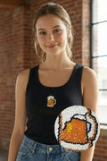 CherryPop Beer Mug Hand-Beaded Rib Tank Top for Women – Black Cotton