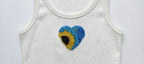 Women's White Rib Tank with Sunflower Heart Beadwork