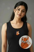 CherryPop Fox Handcrafted Cotton Rib Tank Top – Black