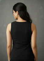 CherryPop Fox Handcrafted Cotton Rib Tank Top – Black