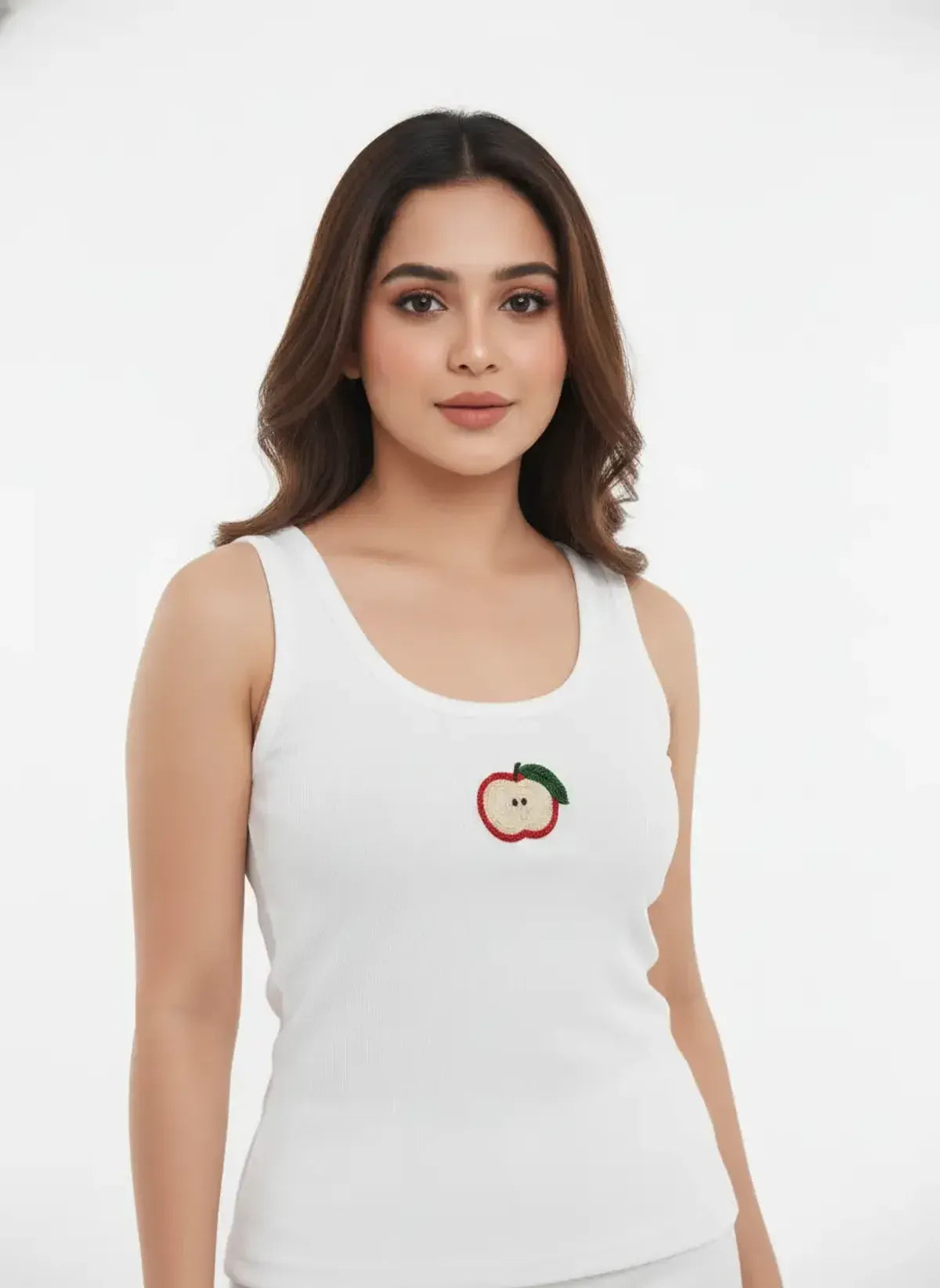 CherryPop Red Apple Motif Handcrafted Tank Top