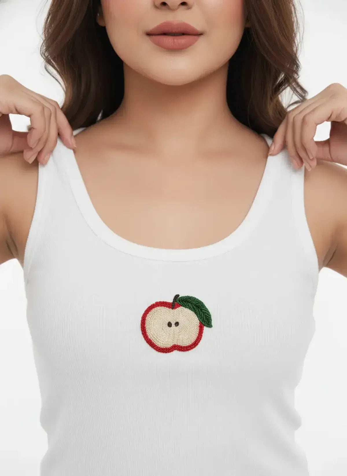 CherryPop Red Apple Motif Handcrafted Tank Top